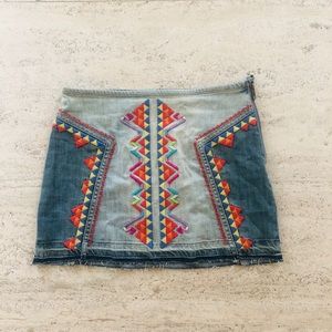 free people aztec jean skirt
